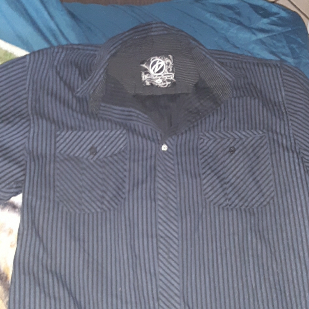Mens pin striped button down shirt